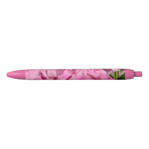  Pink Hydrangea Black Ink Pen