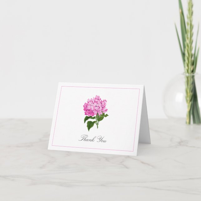 Pink Hydrangea Bloom Traditional  Thank You Card (Front)