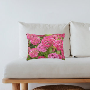 Pink Hydrangea Blooms Floral Decorative Cushion
