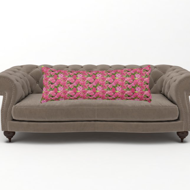 Pink Hydrangea Blooms Floral Pattern Body Cushion (In Situ)