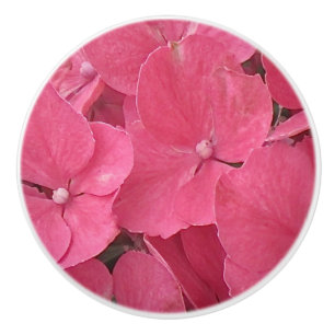 Pink Hydrangea Blossoms Ceramic Knob