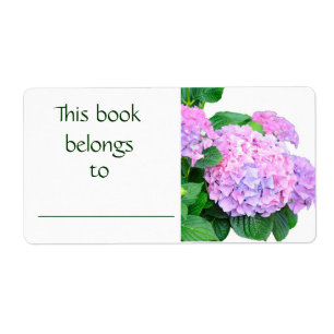 Pink Hydrangea book label