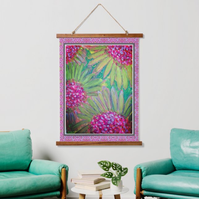 Pink Hydrangea Botanical  Hanging Tapestry (Living Room)