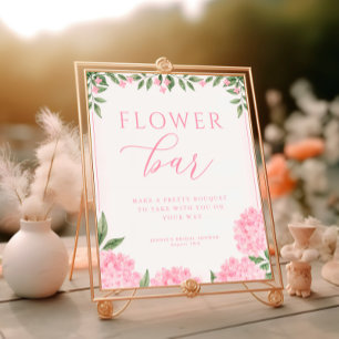 Pink Hydrangea Bridal Shower Flower Bar Poster