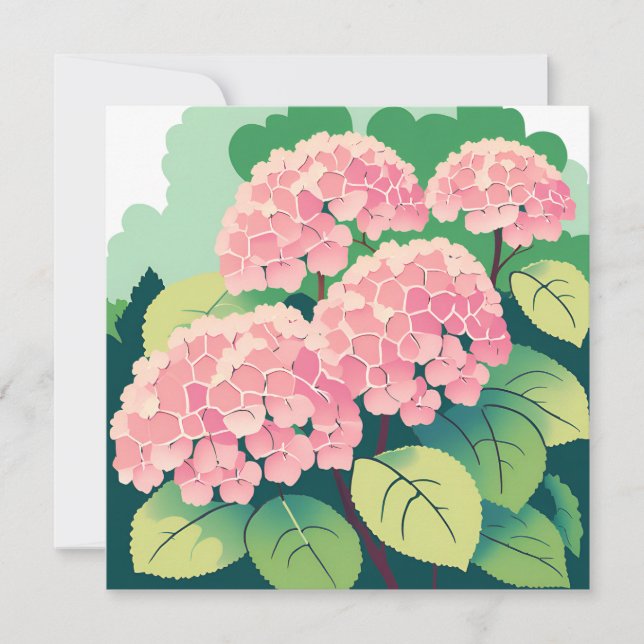 Pink Hydrangea Bush Card (Front)