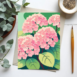 Pink Hydrangea Bush Postcard