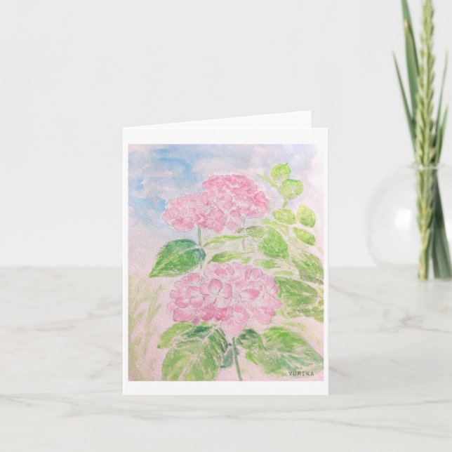 pink hydrangea card (Front)