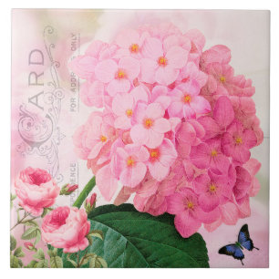 Pink Hydrangea Ceramic Tile