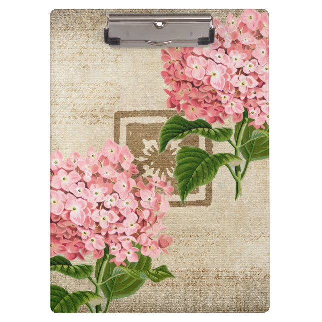 Pink Hydrangea Clusters II Clipboard (Front)