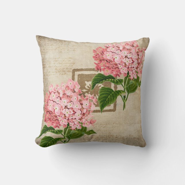 Pink Hydrangea Clusters II Cushion (Front)
