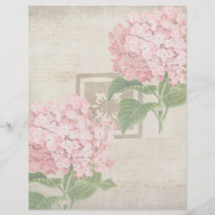 Pink Hydrangea Clusters II Custom Letterhead
