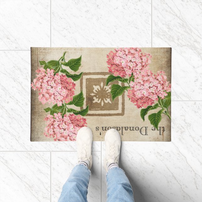 Pink Hydrangea Clusters II Doormat (Indoor)