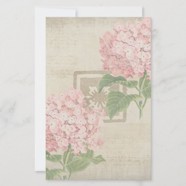 Pink Hydrangea Clusters Stationery (Front)
