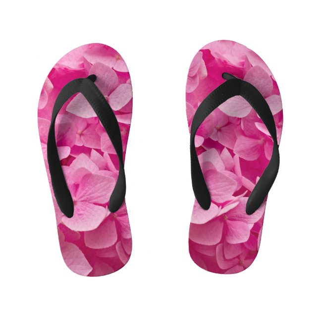 Pink Hydrangea Elegant Fun Pretty Spring Floral  Kid's Jandals (Footbed)
