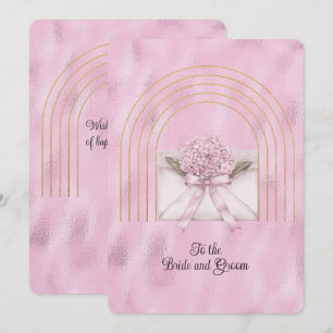 Pink Hydrangea Envelope Gold Arches Card