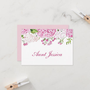 Pink Hydrangea Flat Place Card