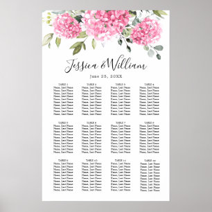 Pink Hydrangea Floral 12 Tables SEATING CHART
