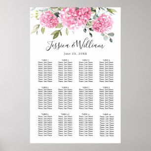 Pink Hydrangea Floral 12 Tables SEATING CHART