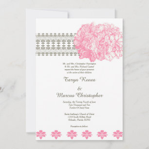 Pink Hydrangea Floral 5x7 Wedding Invitation