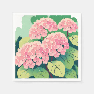 Pink Hydrangea Floral Elegant Garden Napkin
