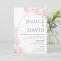 Pink Hydrangea Floral Modern Wedding Invitation