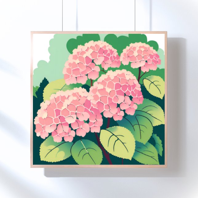 Pink Hydrangea Floral Painting Poster (Creator Uploaded)