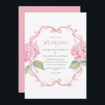 Pink Hydrangea Floral Watercolor Wedding Invitation<br><div class="desc">Pink hydrangea floral accented corners with lovely fonts and scripts done in coordinating colours wedding invitation. A perfect wedding invitation for any season.  A beautiful and elegant invitation.</div>
