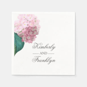 Pink Hydrangea Floral Wedding Napkin