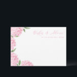 Pink Hydrangea Flower Blooms Floral Advice Card<br><div class="desc">This pretty floral card features watercolor hydrangea flowers and your custom text.  Use the template to fill in your information. The "Customise further" feature can be used to change the font (size,  style,  colour),  and add more lines of text,  change the layout and add text to the back.</div>