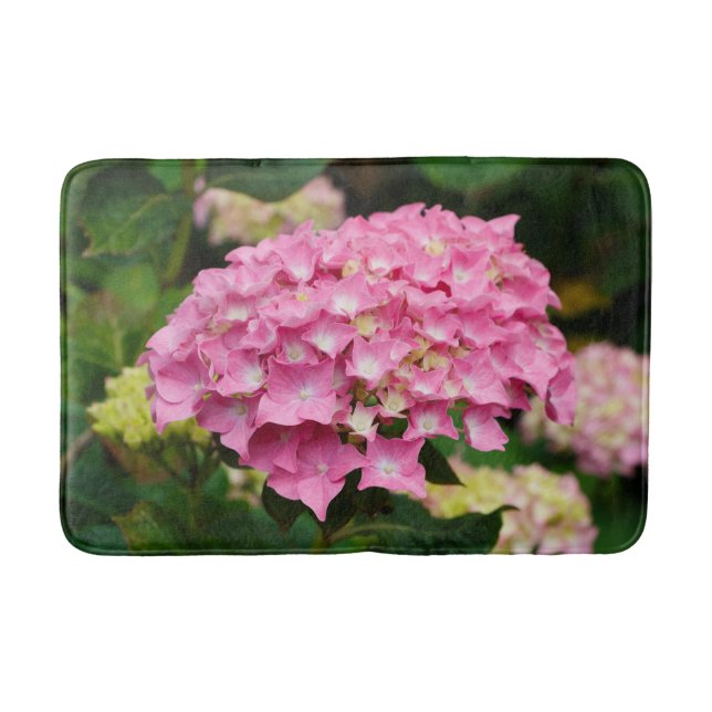Pink hydrangea flowers bath mat (Front)