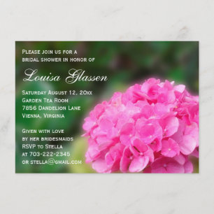Pink Hydrangea Flowers Bridal Shower Invitation