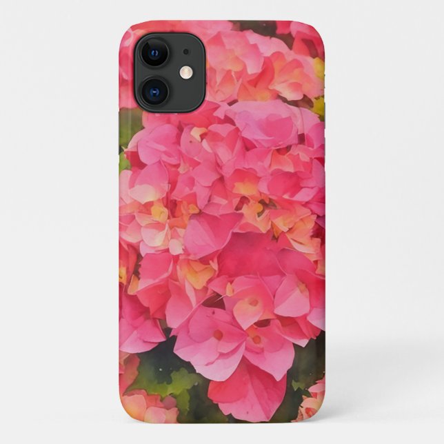Pink Hydrangea Flowers Floral Art Phone Case (Back)