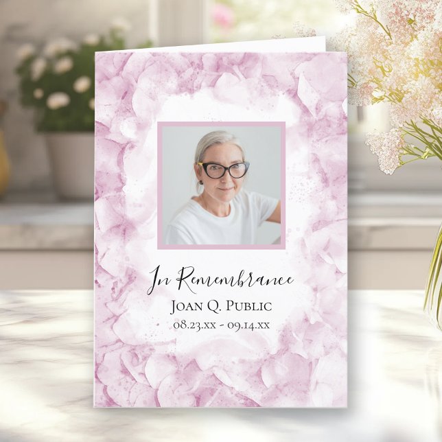 Pink Hydrangea Flowers Funeral Service Folded Programme (Creator Uploaded)