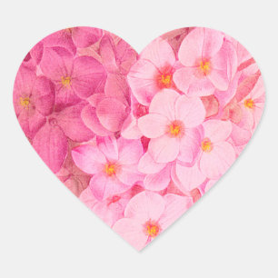 Pink Hydrangea Flowers Heart Stickers