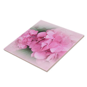 Pink Hydrangea Flowers Tile