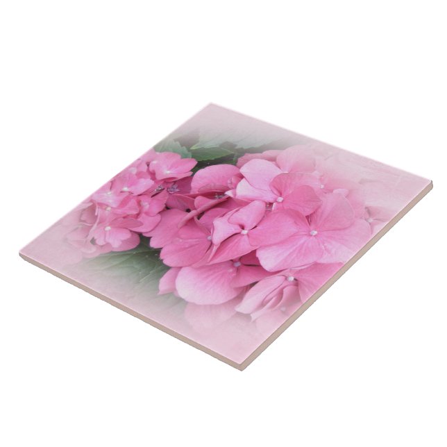 Pink Hydrangea Flowers Tile (Side)