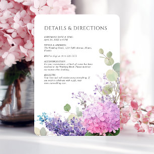 Pink Hydrangea Flowers Watercolor Elegant Wedding Enclosure Card