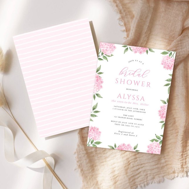 Pink Hydrangea Frame Bridal Shower Invitation (Creator Uploaded)