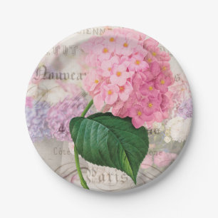 Pink Hydrangea French Paper Plates