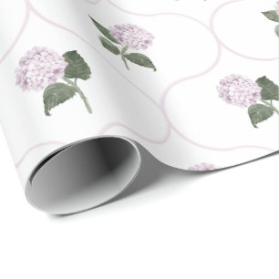 Pink Hydrangea Garden Floral Trellis Wrapping Paper