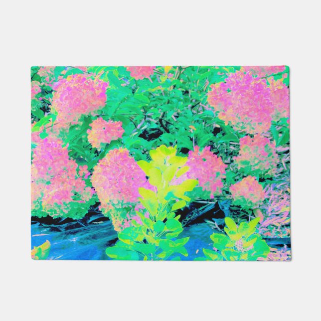Pink Hydrangea Garden with Yellow Foliage Doormat (Front)