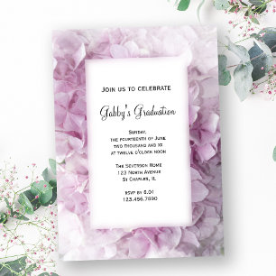 Pink Hydrangea Graduation Party Invitation