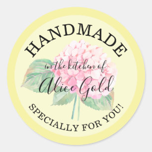 Pink Hydrangea HANDMADE for You   Canning Gifts Classic Round Sticker