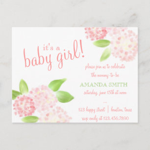 Pink Hydrangea Invitation Postcard