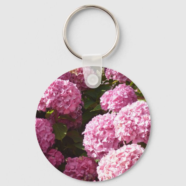 Pink Hydrangea Key Ring (Front)