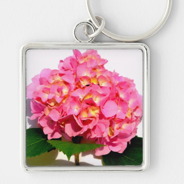 Pink Hydrangea Key Ring (Front)