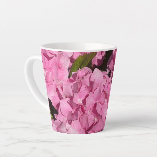  Pink Hydrangea Latte Mug (Left Angle)