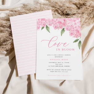Pink Hydrangea Love in Bloom Bridal Shower Invitation