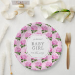 Pink Hydrangea Pattern Sweet Baby Girl Paper Plate<br><div class="desc">A charming detail for any baby shower,  these blush pink custom paper plates feature a pattern of pretty pink hydrangea blooms and easy to personalise text for a party detail that has the sweet charm of a country cottage affair.</div>