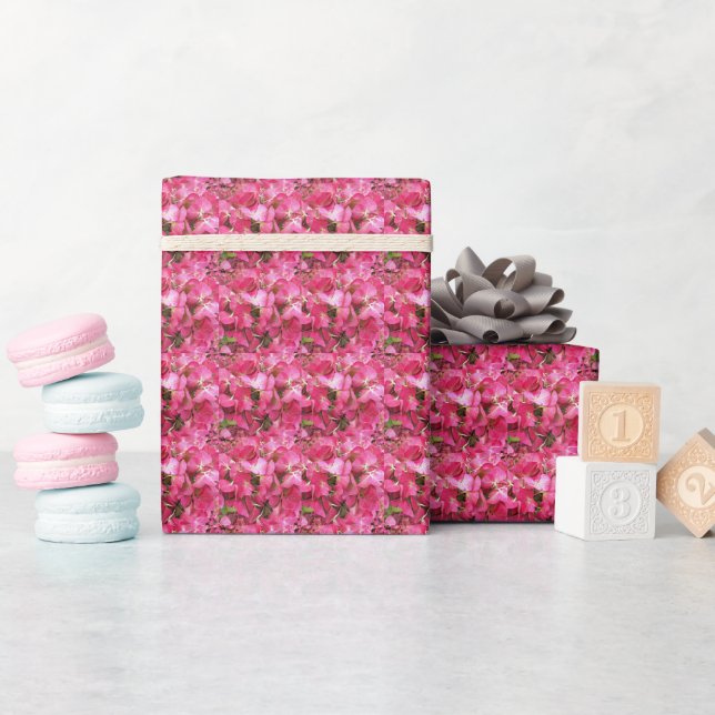 Pink Hydrangea Petals Floral Pattern Wrapping Paper (Baby Shower)